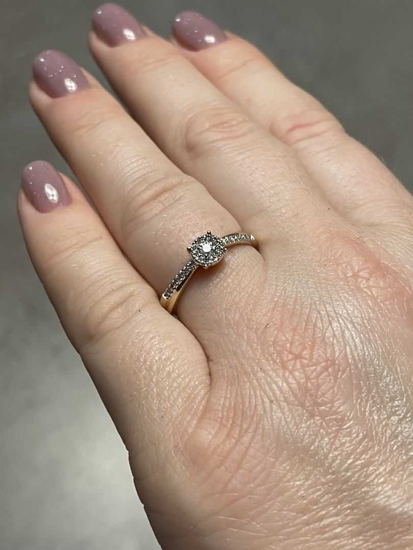 Złoty Pierścionek - DIAMENTY - 14K - 2,12g - BRIJU - DIAMONDS GOLD