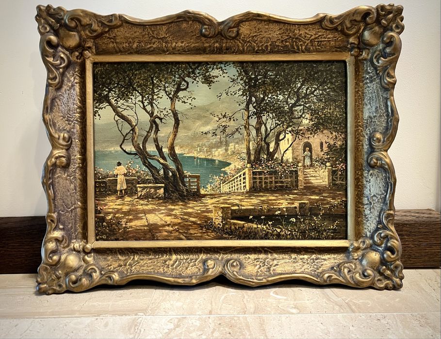 Obraz olejny pejzaż antyk 45x35 cm