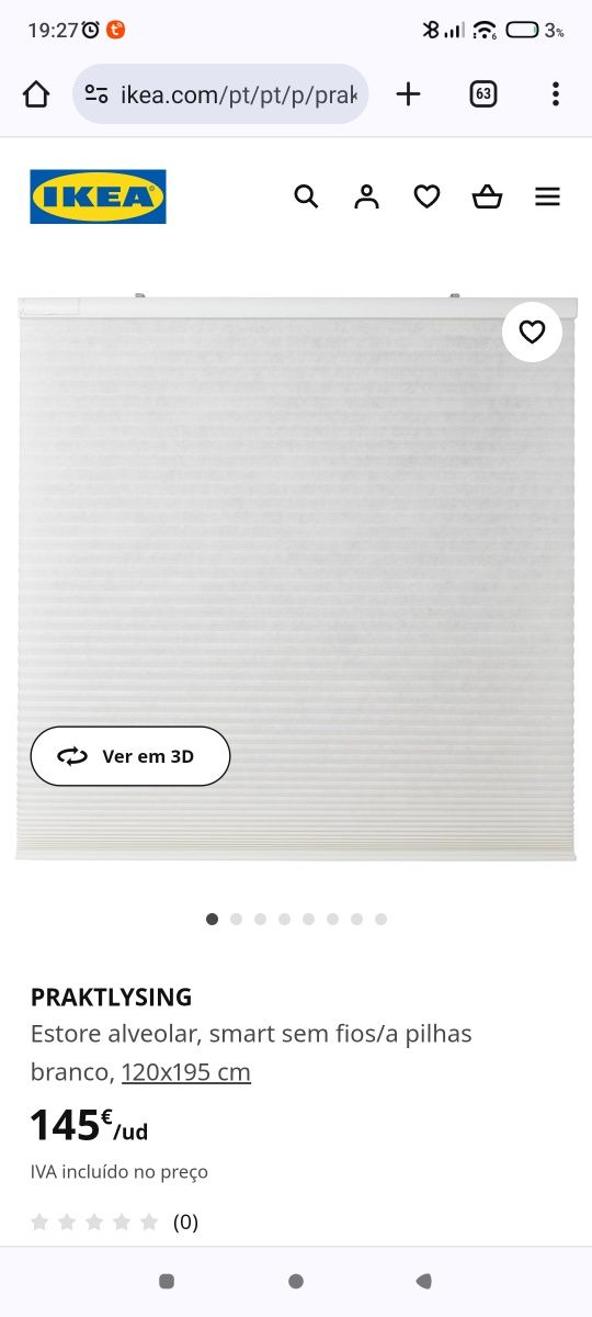 Estores eletricos ikea PRAKTLYSING  120x195cm