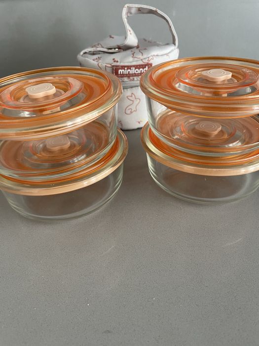 Vendo Set 4 Caixa Alimentos de Vidro (Miniland)