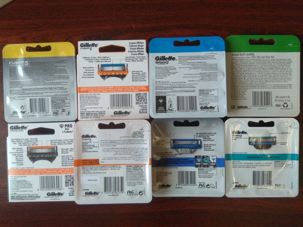 Касети для гоління Gillette Fusion5, Proglide, Mach3, Turbo