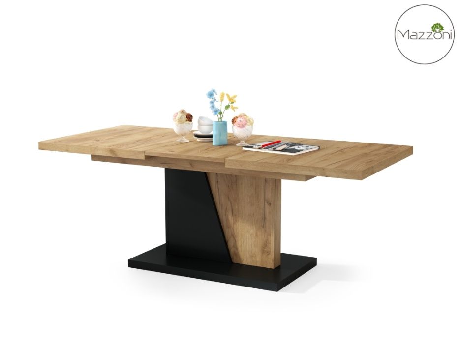 NOIR Dąb Craft Złoty\Czarny Ława rozkładana do salonu ŁAWOSTÓŁ Mazzoni