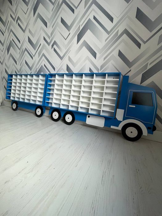 Настінний гараж для Hot Wheels / полиця для машинок / органайзер з дер