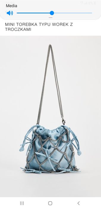 Torebka mini mała kokarda atłas zara łańcuszki worek limited boho tore