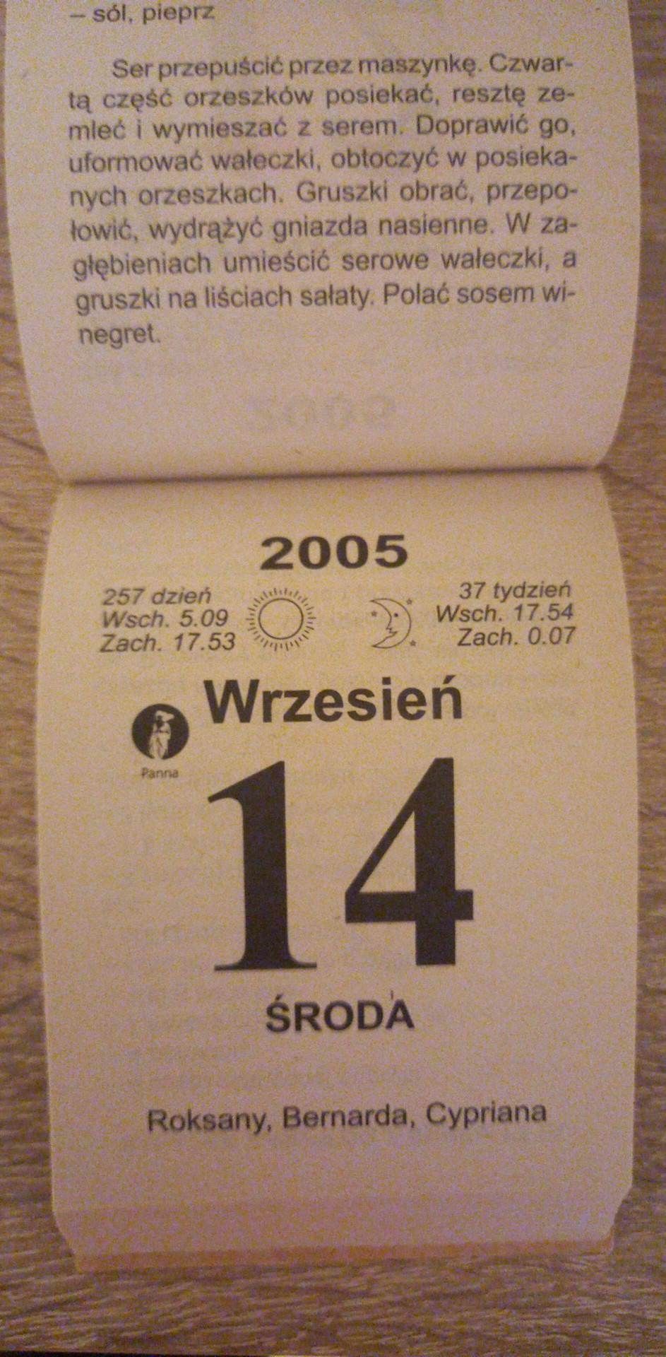 2000 do 2013 Kartka z kalendarza