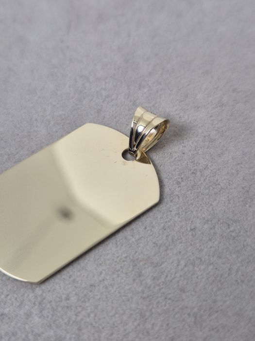 Złota zawieszka,wisiorek. Blaszka,nieśmiertelnik,gładki,585