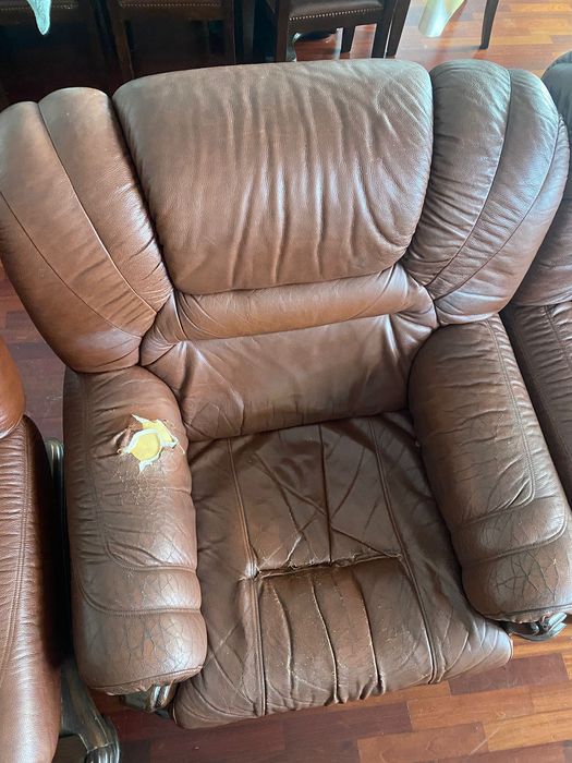 Sofás em pele, conjunto 3+2