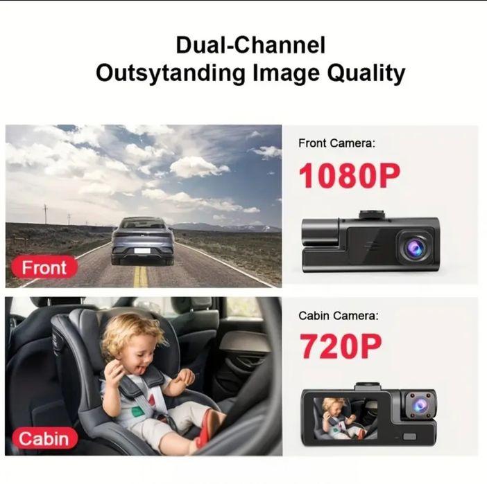 Câmara dupla de vigilancia para carro 1080P com sensor