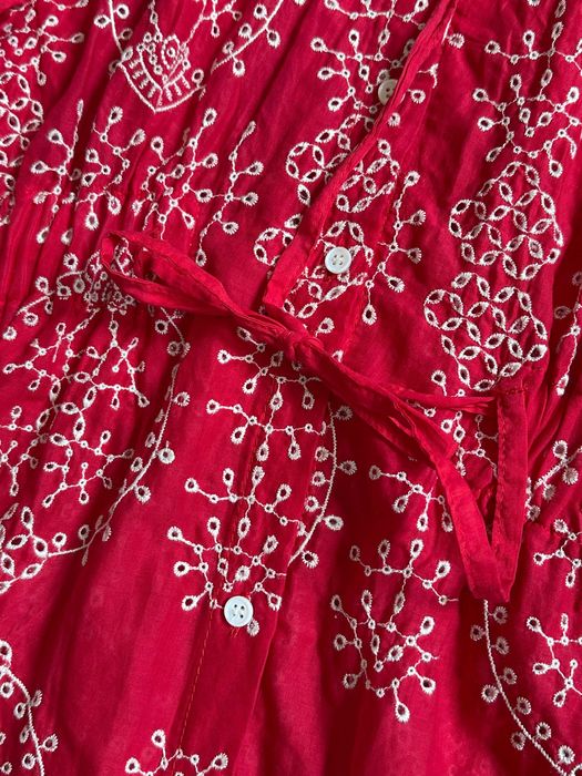 Zara czerwona haftowana sukienka haft boho bohemian rękaw 3/4 XS