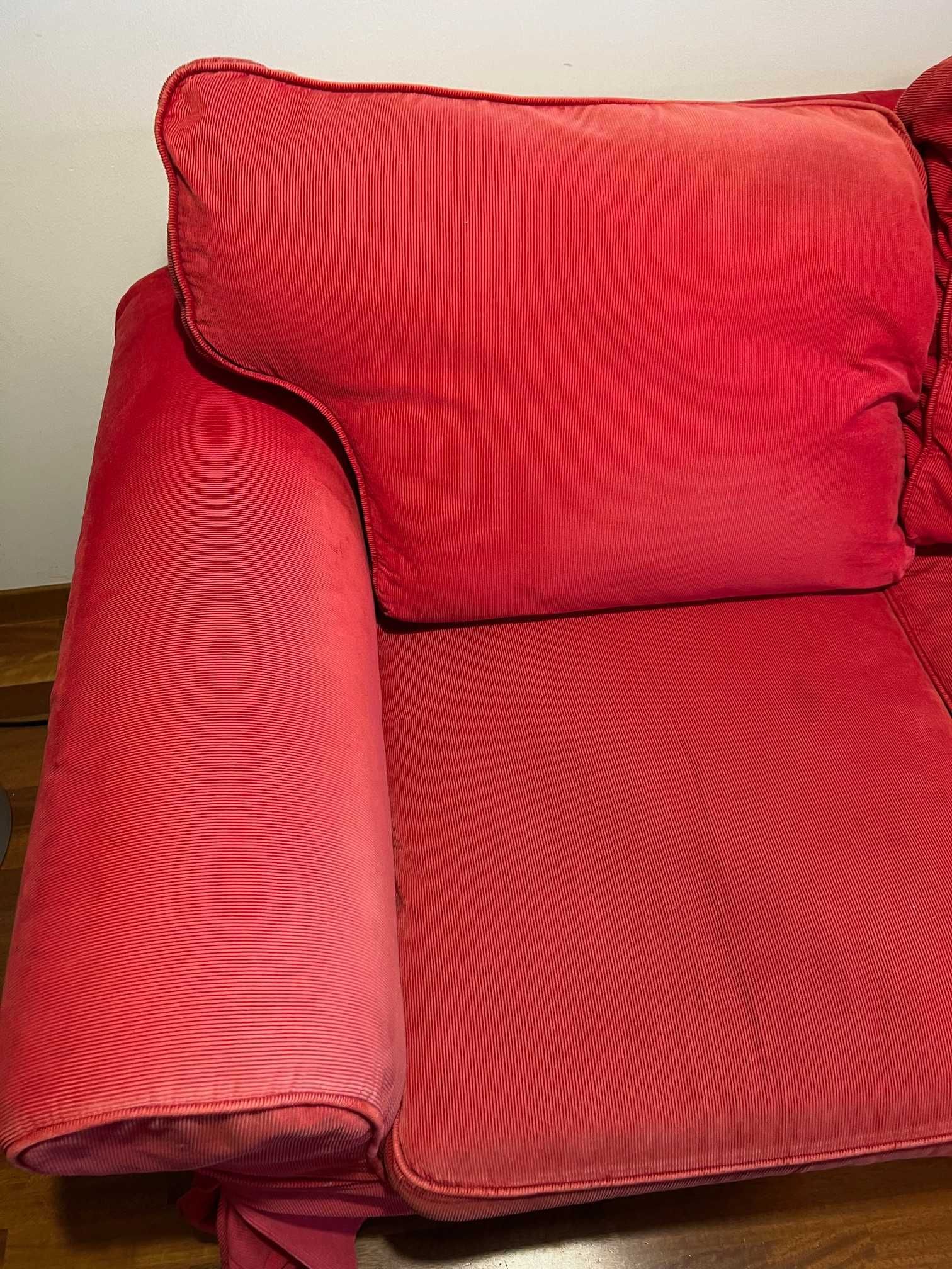 Sofa Ektorp   Ikea 3 osobowa kanapa nierozkładana czerwona sztruks