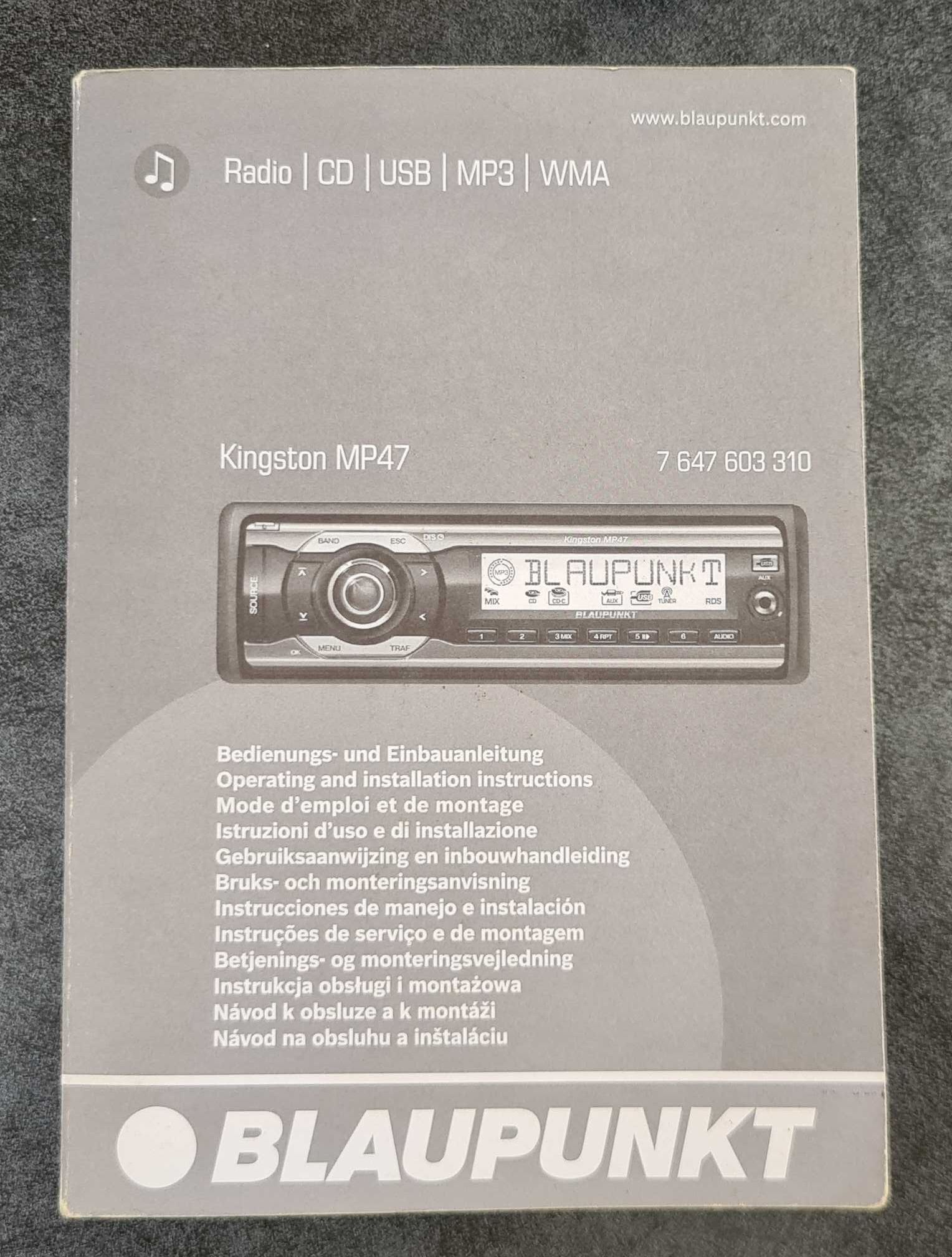 user manual instruções em livro  - AUTO-radio BLAUPUNKT Kingston MP47