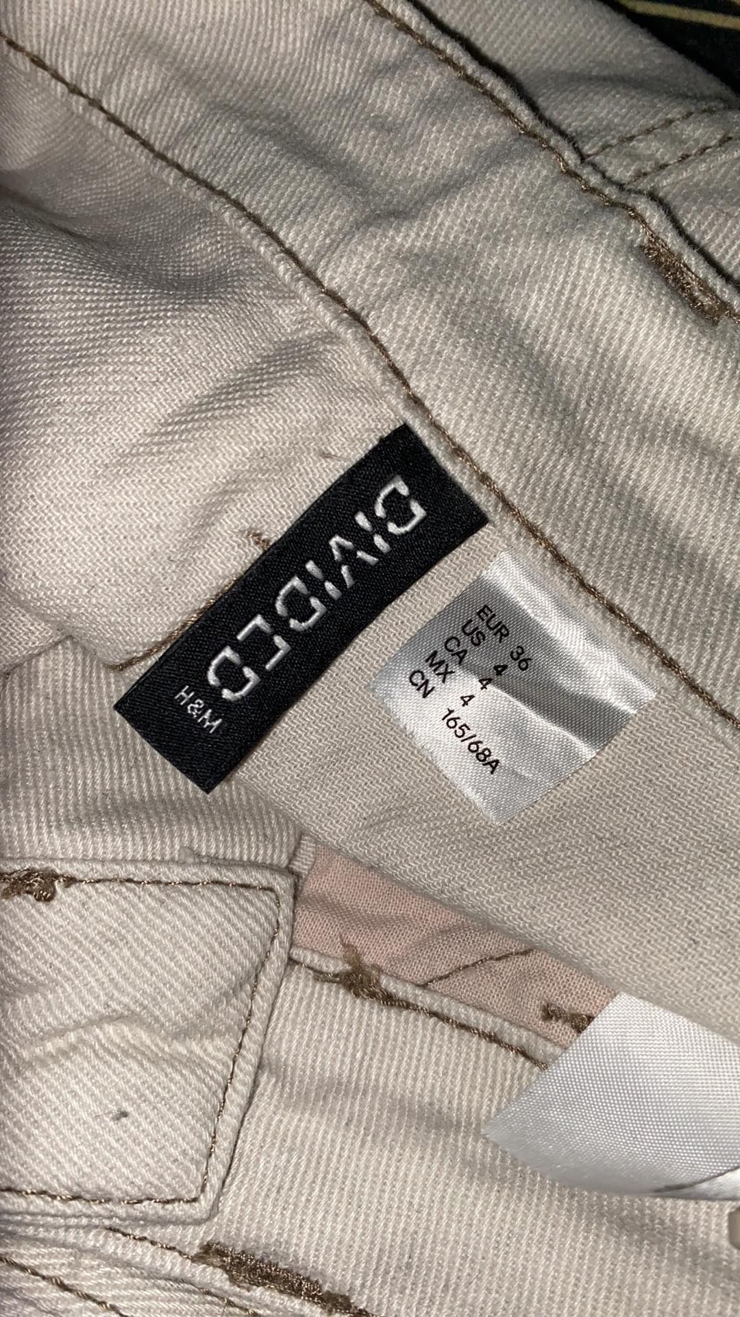Białe/beige spodnie cargo damskie