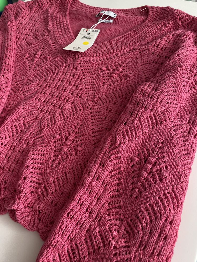 Джемпер, светр ажурний рожевий від Reserved, розмір М