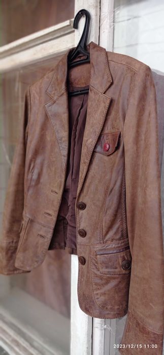 Куртка-пиджак женский, натуральная кожа, р.46, M