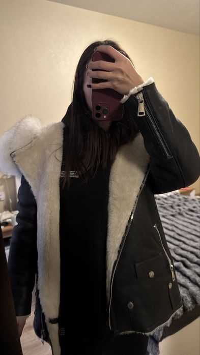 Жіноча дублянка з натуральної овчини (Real Lambskin, 100% шкіра)