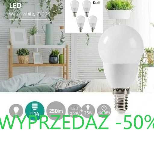 Żarówka LED E14 250lm 2700K 3,2W=25W 4 Szt.