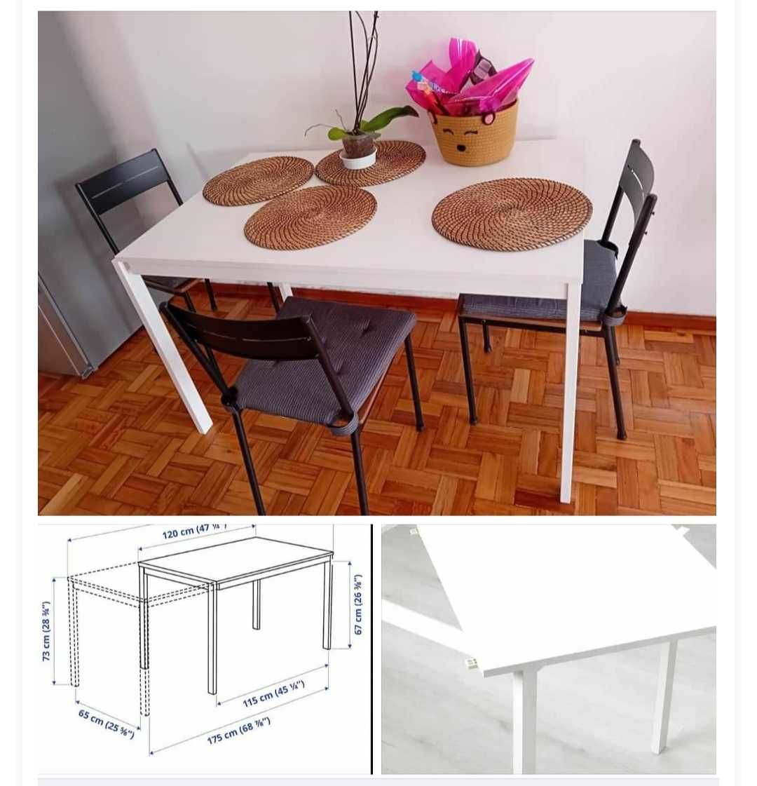 Mesa extensível com 4 cadeiras