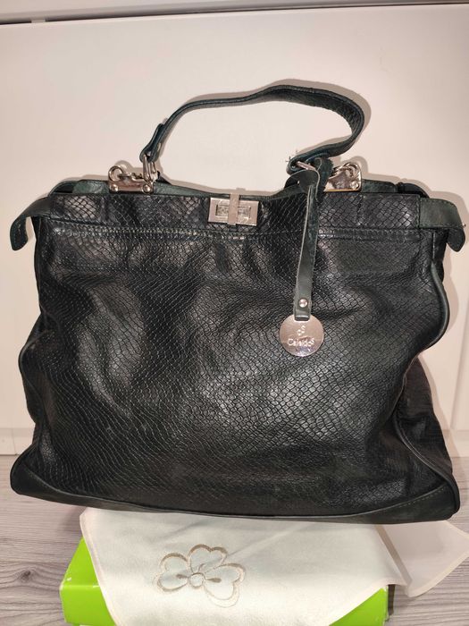 Женская большая сумка в виде большого соквояжа кожа под змею