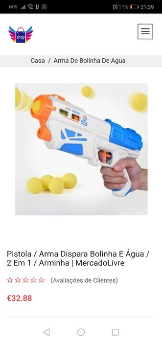 Pistola Arma Dispara Bolinha E Água  2 Em 1  Arminha, nova  selada