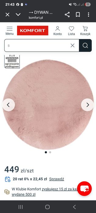 Dywan pudrowy róz shaggy 120cm