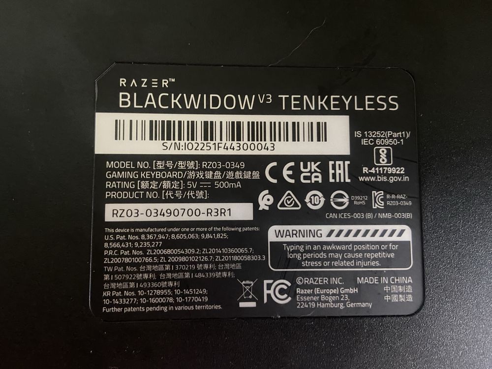 Клавіатура дротова Razer BlackWidow V3