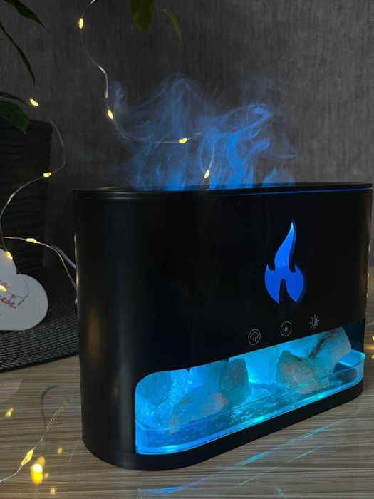 Увлажнитель воздуха с эффектом пламени и с гималайской солью 3в1 RGB