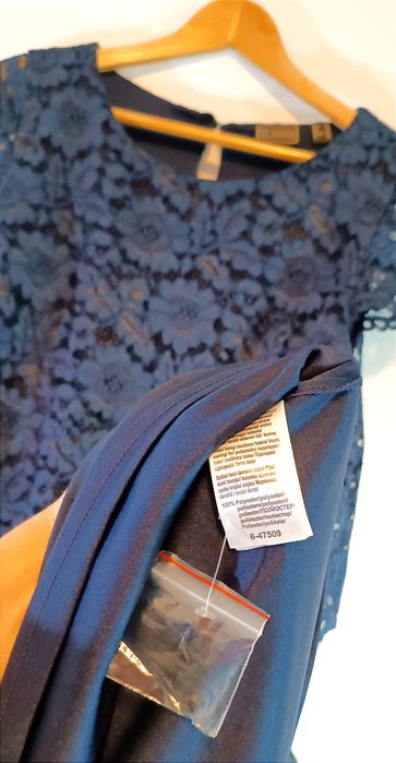 NOWA elegancka sukienka koronka/plisowany dół r. 42