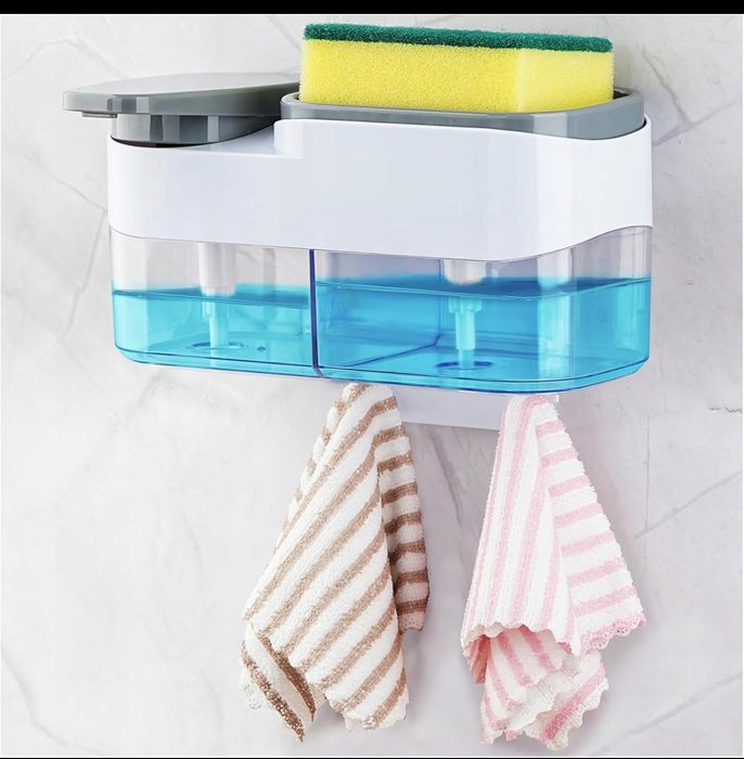 Organizer kuchenny z dozownikiem na mydło i płyn 2x500 ml