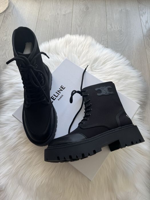 Чоботи черевики celine селін чорні ботинки сапоги теплі зимові осінні