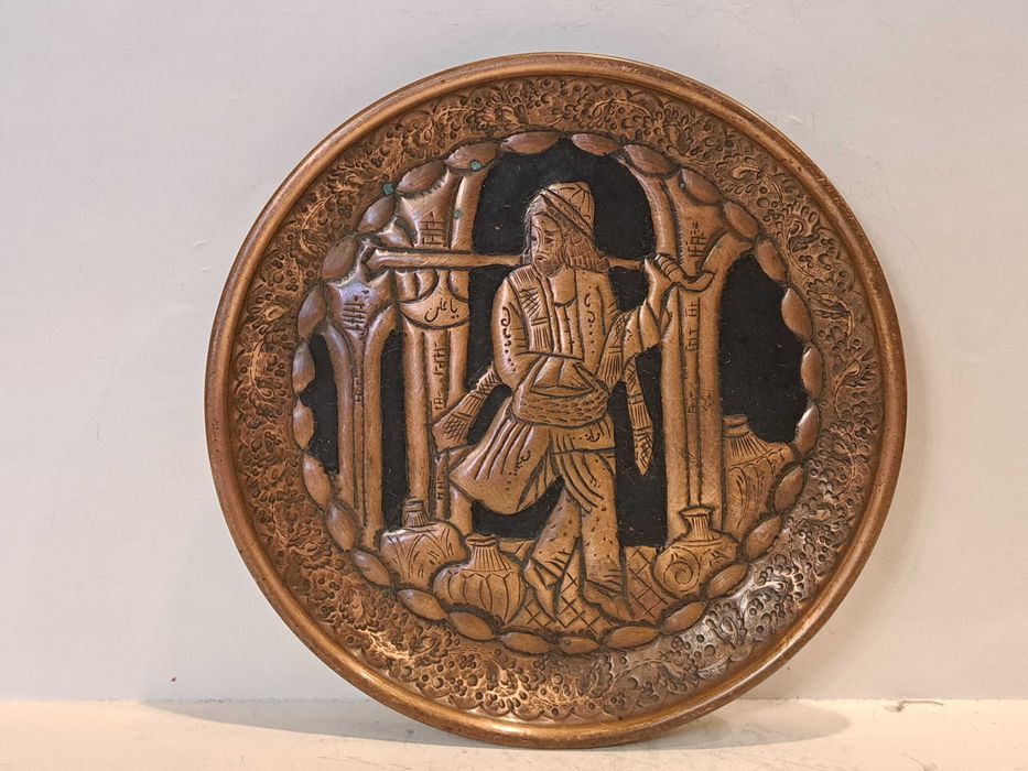 Подарок. Тарелка медная - Японский мотив - медь.