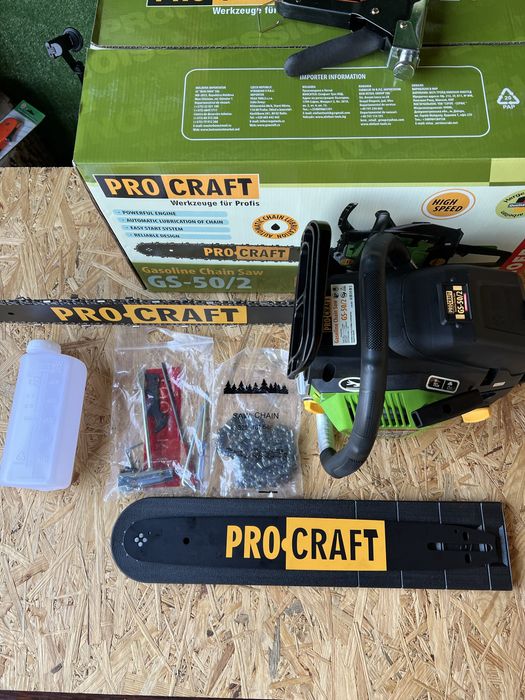 Бензопила Procraft GS50/2 + 2 шини 2 ланцюги