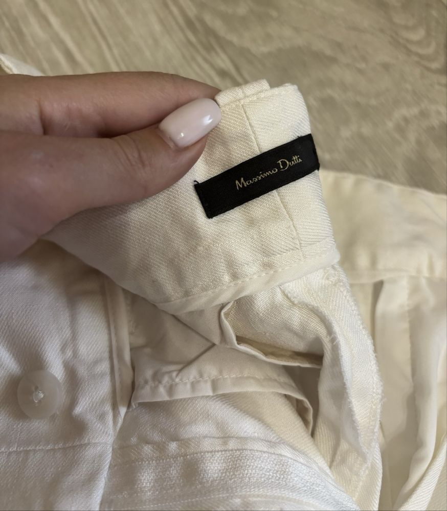 Льняной белый костюм жилетка +брюки / штаны , костюм от Massimo Dutti