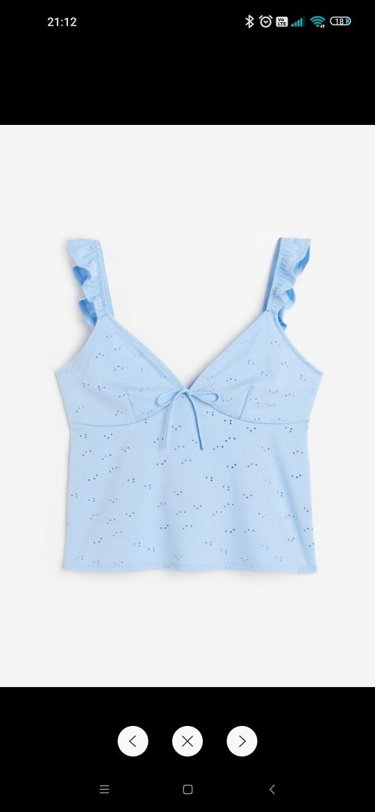 Nowy piękny top H&M baby blue falbanki motylkowe M odkryte plecy