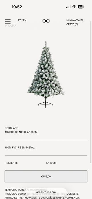 Árvore de Natal Área 180cm