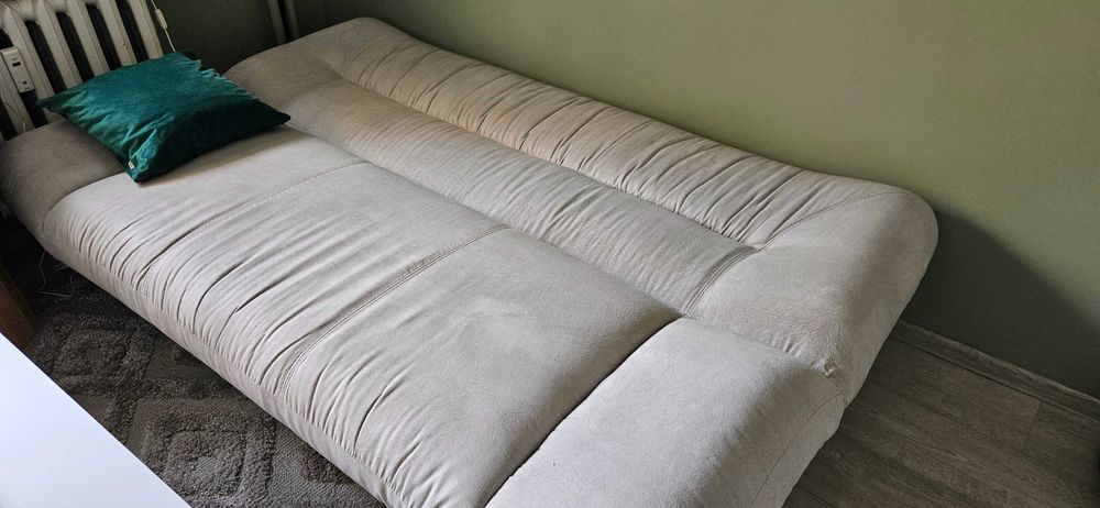Kanapa sofa jasno szara zadbana skóra