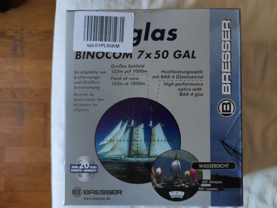Binóculos: Bresser Binocon 7x50 c/Bússola p/Náutica/Caça