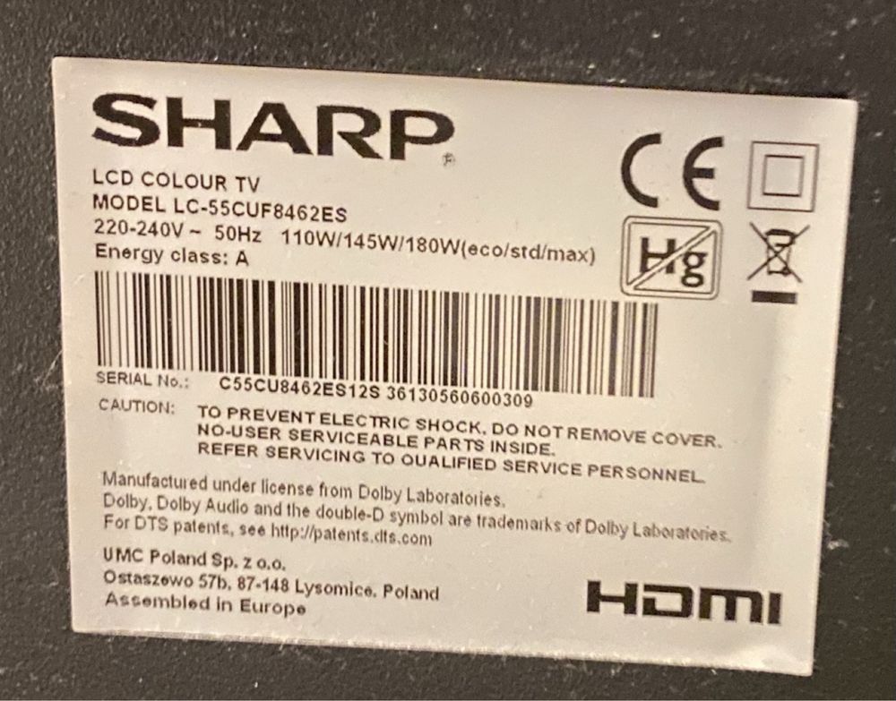 Sharp LC-55CUF8462ES