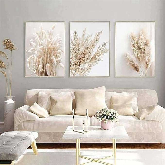 Plakat na Ścianę Dekoracja na Płótnie 3szt 60x90cm Roślinny Bez ramki