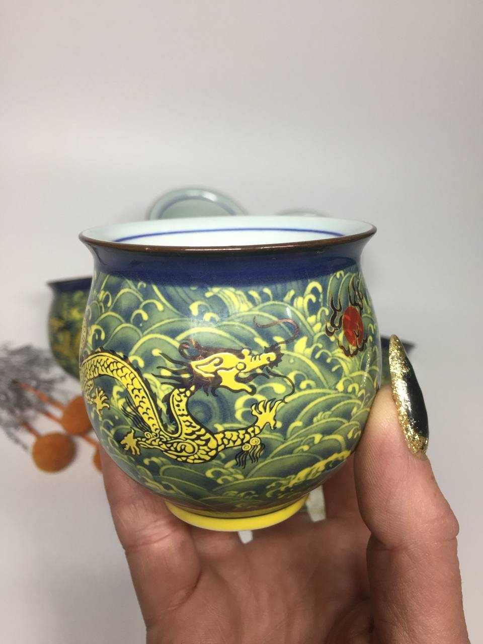Чашка Китайский фарфор пиала кубок дзен двойная стенка дракон