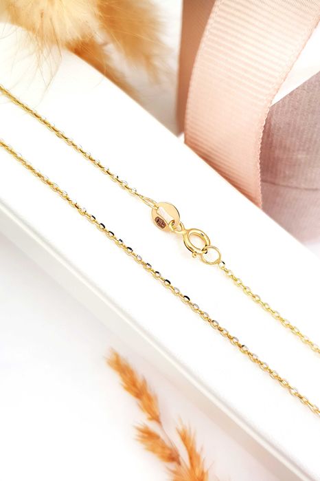 Złoty łańcuszek splot ankier z białym złotem 42-45 cm pr. 585