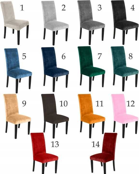Pokrowce na krzesła welurowe elastyczne 6 sztuk 14 kolorów do wyboru