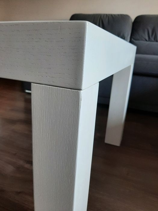 Stolik kawowy, fornir lakierowany biały półmat