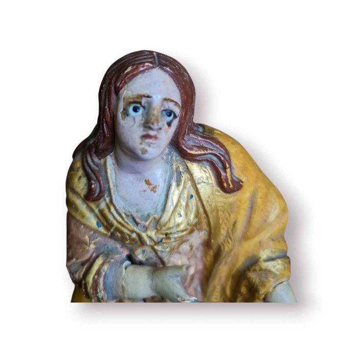 Escultura Santa Maria Madalena Terracota Policromada – 16,5×9,5×8 cm