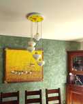 Lampa kaskadowa żółta MEOS retro vintage PRL space age