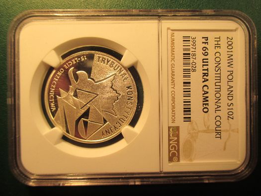 Srebrna moneta 10 zł z 2001 r.Trybunał Kon.w Gradingu NGC.ORYGINAŁ !