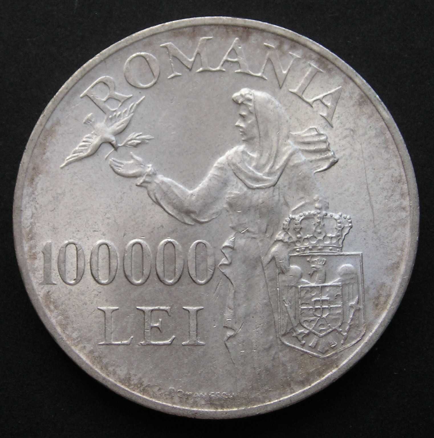 Rumunia 100000 lei 1946 - król Michał - srebro