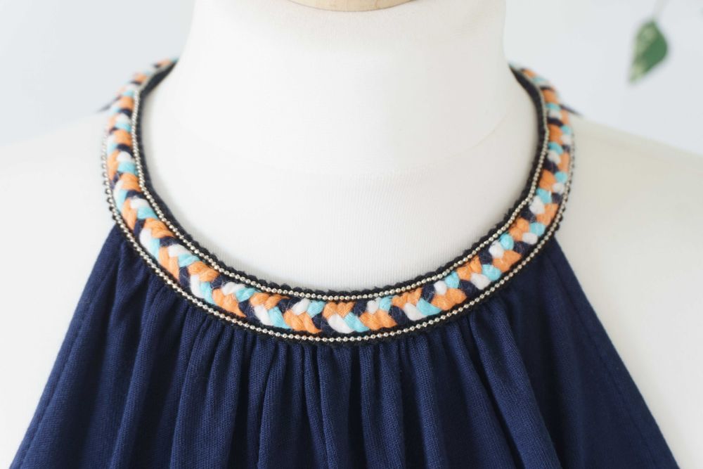 Top Orsay boho granatowy prosty przewiewny wiskoza elegancki