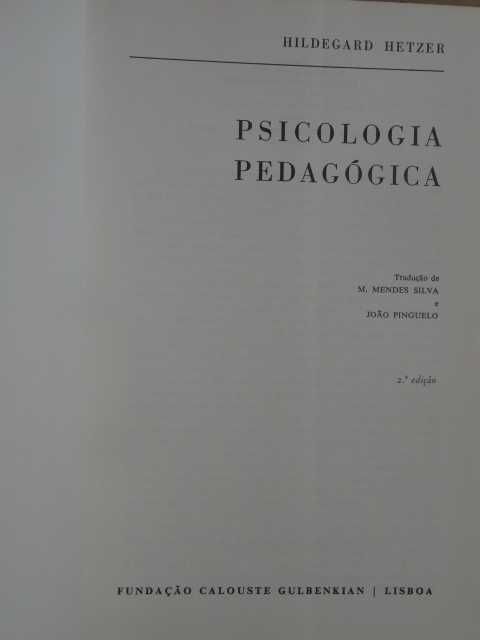 Psicologia Pedagógica  de Hildegard Hetzer