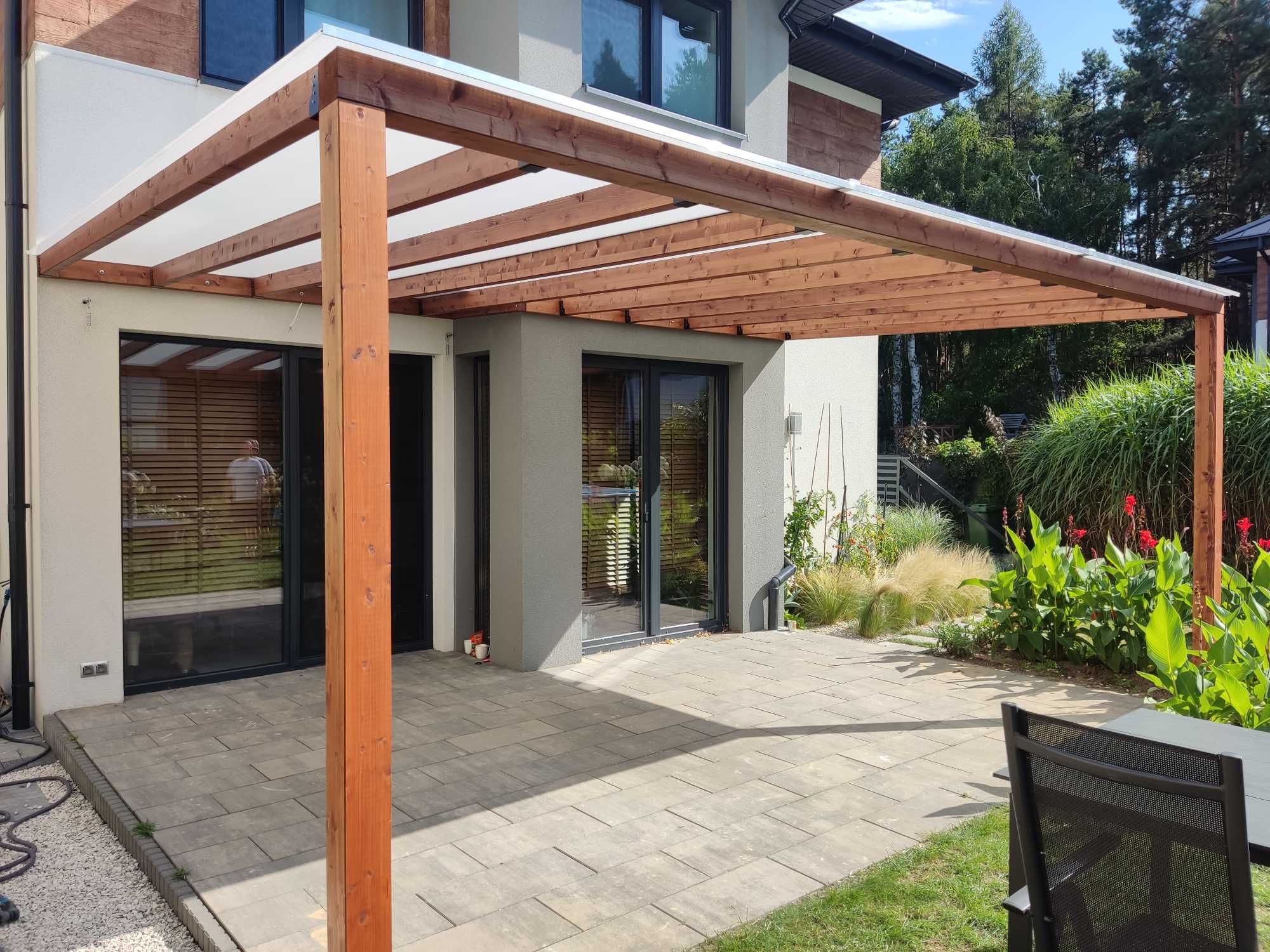 Pergola tarasowa na wymiar BSH, zadaszenie poliwęglan lity, taras