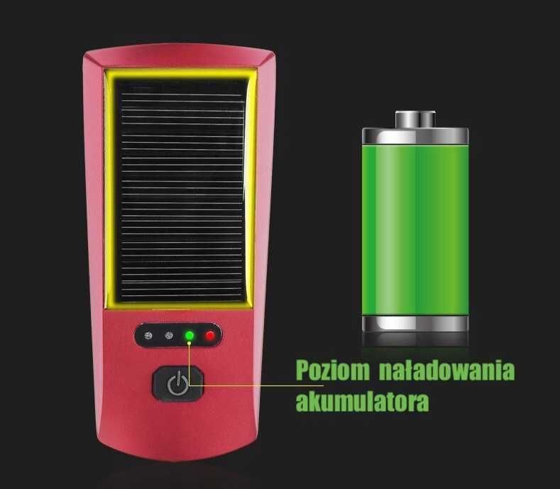 Lampka Rowerowa LED Solarna Powerbank USB Klaksin